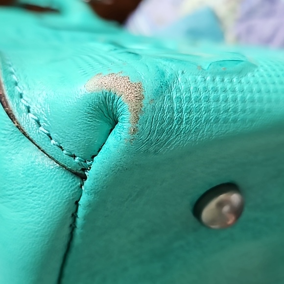 Patricia Nash Leather Cut Out Tooling Collection Cavo Floral Tote ❤️ 💙 Aqua - Picture 16 of 16